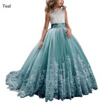 Princesse robe fillesbrod�es robe ceremonie fille de soireesans manches robe mariage fille de communion ...