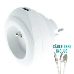 Prise 16a avec chargeur usb blanche