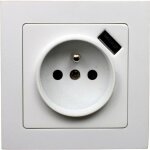 Prise 2p + t 16a encastrable + usb 21a - blanc - zenitech