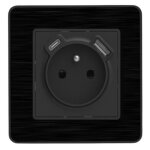 Prise 2p + t 16a usb a + usb - c 24a complet - m�tal noir bross� kouro - zenitech