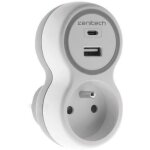 Prise 2p + t - zenitech - 16a - avec 2 ports usb a & c - blanc gris