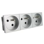 Prise de courant 2p + t x 3 legrand mosaic alu - legrand - rectangulaire - int�rieur - electrique