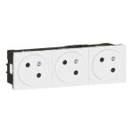 Prise de courant triple 2p + t - legrand - mosaic - blanc - int�rieur - pr�t � poser