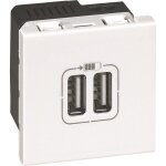 Prise double usb legrand - gamme mosaic - blanc - 2400 ma