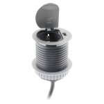Prise encastrable schuko + usb 60mm - gris - otio