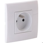 Prise encastrée schuko + plaque de finition kalya - blanc - zenitech Prise encastrée schuko + plaque de finition kalya - blanc - zenitech