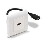 Prise murale hdmi - waytex - 80x80 - femelle - cble 20cm - plaque blanche 80x80