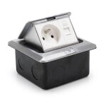 Prise escamotable - waytex - 35045 - prise �lectrique 16a 2p + t - rj45 cat 6 - aluminium bross�