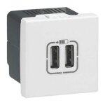 Prise usb double - legrand - mosaic - 2400ma - blanc - compatible europ�en