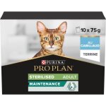 Pro plan adult sterilised maintenance terrine cabillaud 75g portions repas pour chats adultes striliss ...