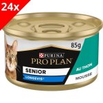 Pro plan senior 7 + longevis mousse thon 24x85g boites repas pour chat senior