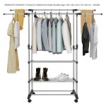 Produits chauds!!! portant  vtements triple double tige rtractable  roulettes l 90 - 144 x 42 x 70 ...