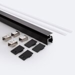 Profil� aluminium en saillie double moulure 2 m noir pour rubans led jusqu� 10 mm