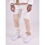 Pantalon denim bicolore - project x paris - homme - coupe droite - finition bas droit - empi�cements ...