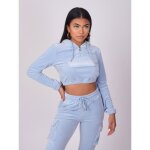 Sweat velours court  capuche - femme - project x paris - bleu ciel - manches longues