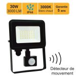 Projecteur led avec d�tecteur 30w / ip44 / 2000lm / 3000k connexion direct - sans c�ble - garantie 5 ...