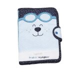 Protege carnet de sante en coton bleu