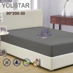 Prot�ge matelas 90x200 - 30cm al�se imperm�able et micro respirante souple et silencieux - gris