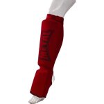 Protge tibias et pieds - mtal boxe - rouge - lastique - mousse eva - mixte