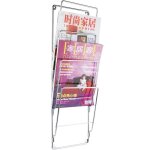 Pt cr120 porte - revues mural 4 compartiments mtal gris chrome h60 x 8 x 19 cm