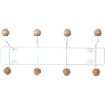 Pt pt2454 porte - manteaux mural saturnus mtal blanc boules bois beige h15 x 345 x 14 cm
