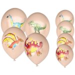 Ptit clown re22463 - lot de 8 ballons anniversaire dinosaures