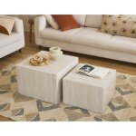 Pueblo - lot de 2 tables basses - effet travertin - 58 et 50 cm - beige