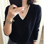 Pull2019 automne et hiver pull en cachemire femme col en v pull  manches longues pull grande taille ...