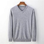 Pull ample à col en v pour hommes automne et hiver pull tricoté simple et chaud Pull ample à col en v pour hommes automne et hiver pull tricoté simple et chaud