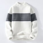 Pull bicolore homme automne hiver col mi - haute confort décontracté extensible - blanc - insfity Pull bicolore homme automne hiver col mi - haute confort décontracté extensible - blanc - insfity