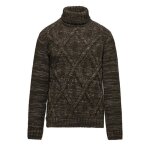 Pull bomboogie - homme - col roulé - marron foncé - manches longues - détails de chemise tissée Pull bomboogie - homme - col roulé - marron foncé - manches longues - détails de chemise tissée