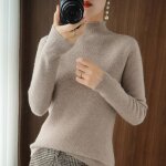 Pull en cachemire  col roul pour femmes - type light camel