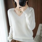 Pull en cachemire pour femme - autrement - chaud - col en v - tricot - manches longues - hauts amples ... Pull en cachemire pour femme - autrement - chaud - col en v - tricot - manches longues - hauts amples ...