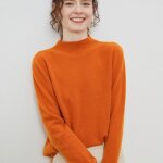 Pull en cachemire sans couture col roul rtro automne hiver femmes