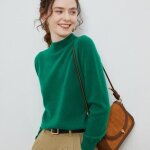 Pull en cachemire sans couture col roul rtro automne hiver femme