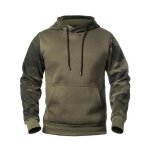Pull � capuche homme grande taille en coton - zewow - vert militaire - manches longues