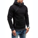 Pull  capuche hommes oblique fermeture  glissire - funmoon - tendance de la personnalit - gris
