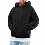 Pull  capuche en polaire - vitata - homme - noir - manches longues - chaud dhiver