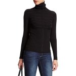 Pull femme - morgan - col cheminée - noir - rayures horizontales - coupe ajustée Pull femme - morgan - col cheminée - noir - rayures horizontales - coupe ajustée