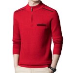 Pull col  fermeture clair pour homme en tricot chaud casual pullover manches longues confortable automne ...