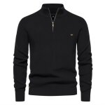 Pull col  fermeture clair en tricot pour homme automne hiver casual pullover couleur unie tissu confortable ...