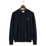 Pull col rond en coton classique - gant - homme - evening blue - coupe rgulire - graphique gant shield ...