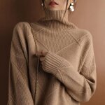 Pull col roulé femme ecelen - ample à losanges - automne hiver Pull col roulé femme ecelen - ample à losanges - automne hiver