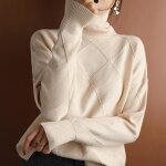 Pull col roulé femme ecelen - pull ample à losanges - chemise à manches longues automne hiver Pull col roulé femme ecelen - pull ample à losanges - chemise à manches longues automne hiver