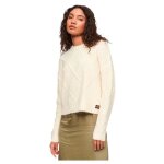 Pull col roul en grosse maille superdry - blanc - femme - col roul