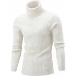 Pull à col roulé pour homme - automne / hiver - pull chaud en tricot pour homme blanc Pull à col roulé pour homme - automne / hiver - pull chaud en tricot pour homme blanc