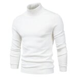 Pull  col roul homme en tricot manches longues casual pullover chaud confortable couleur unie automne ...