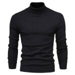 Pull � col roul� homme en tricot manches longues casual pullover chaud confortable couleur unie automne ...
