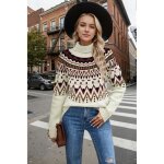 Pull col roulé en maille femme manches longues pullover lâche chaude confortable couleur contrasté - ... Pull col roulé en maille femme manches longues pullover lâche chaude confortable couleur contrasté - ...