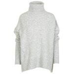 Pull col roul oversize school rag paloma - gris clair - femme